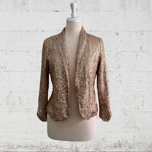 Ellison Sequin Jacket Gold Open Front Blazer M
